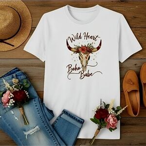 Wild Heart Boho Babe Tee • Front & Back Graphic • Boho Western Dreamcatcher